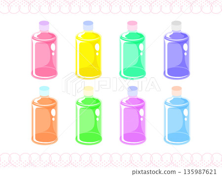 Pastel plastic bottle full Pastel plastic bottle full 135987621
