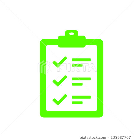 Checklist icon (green) for confirming work and completing tasks Checklist icon (green) for confirming work and completing tasks 135987707
