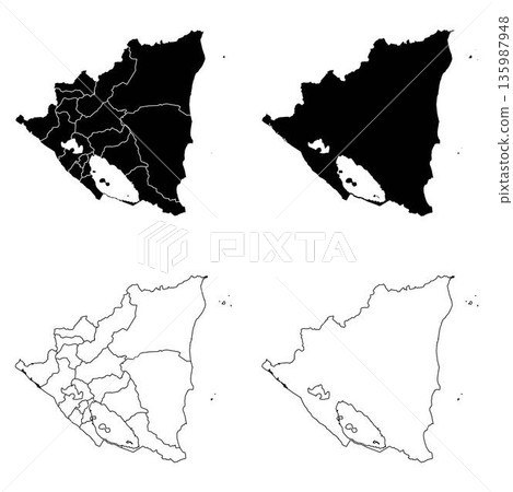 Nicaragua Outline and Solid Fill Map Set. 135987948