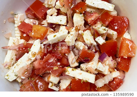 Fresh Tomato and Feta Salad with Herbs Fresh Tomato and Feta Salad with Herbs 135989590
