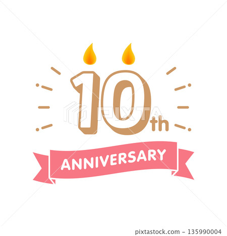 可愛的蠟燭和數字週年紀念10週年 135990004