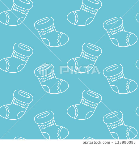 Christmas stocking pattern. Isolated background. Vector illustration 135990093