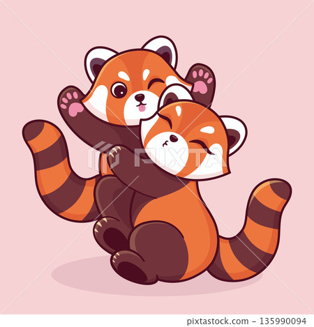 Red pandas in love. Cartoon characters. Vector illustration Red pandas in love. Cartoon characters. Vector illustration 135990094