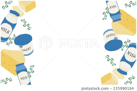 時尚乳製品插圖邊框 135990184