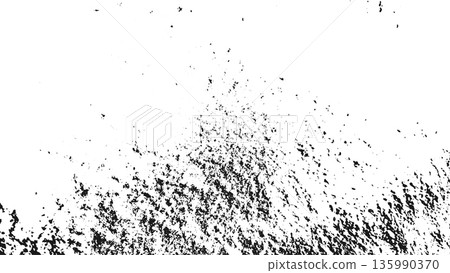 Rectangular rustic grunge black on white texture. Rough effect of snow for winter design. Dirty eroded vintage background. Vector illustration. 135990370