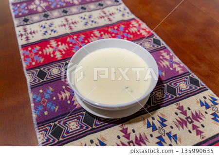 A dish on a plate. 135990635