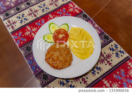 A dish on a plate. 135990636