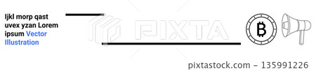 Digital advertising, cryptocurrency, blockchain awareness, online marketing, fintech trends, promotions. Bitcoin coin and megaphone graphic. Cryptocurrency and blockchain awareness concept Digital advertising, cryptocurrency, blockchain awareness, online marketing, fintech trends, promotions. Bitcoin coin and megaphone graphic. Cryptocurrency and blockchain awareness concept 135991226