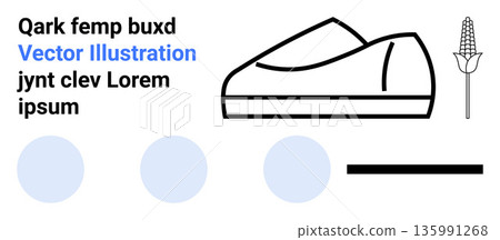 Fashion marketing, agriculture concepts, graphic design elements, modern ads, minimalist branding, product illustration. Simple shoe shape, corn stalk geometric shapes. Fashion and agriculture 135991268