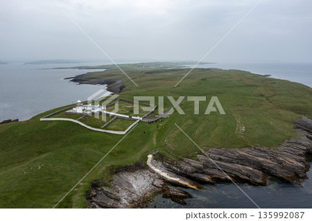 Aerial view of St. John's Point Lighthosue, County Donegal, Ireland Aerial view of St. John's Point Lighthosue, County Donegal, Ireland 135992087