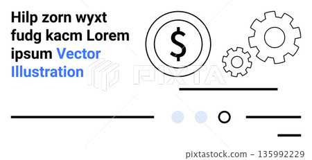 Business operations, financial management, economic processes, system automation, team workflow, project planning. Dollar sign with gears and design elements. Business operations and financial Business operations, financial management, economic processes, system automation, team workflow, project planning. Dollar sign with gears and design elements. Business operations and financial 135992229
