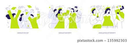 Graduation isolated cartoon vector illustrations se Graduation isolated cartoon vector illustrations se 135992303