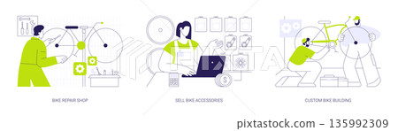 Bicycle shop isolated cartoon vector illustrations se 135992309