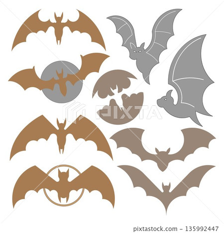 bats silhouettes on white background bats silhouettes on white background 135992447