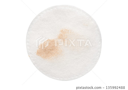 A cotton pad for cosmetic procedures. Isolated on a white background 135992488