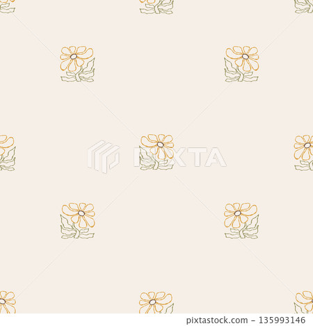 Outline Seamless Floral Pattern Tile With Hand-Drawn. Abstract Flowers of Matisse Inspired on White Background. Contemporary Botanical Minimalist Vector Square Illustration Outline Seamless Floral Pattern Tile With Hand-Drawn. Abstract Flowers of Matisse Inspired on White Background. Contemporary Botanical Minimalist Vector Square Illustration 135993146