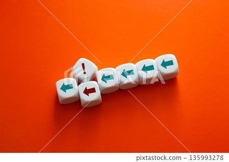 Finding unique direction in business strategy concept Finding unique direction in business strategy concept 135993278
