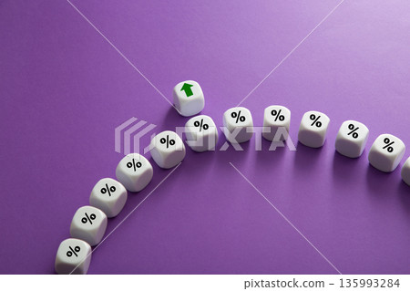 Interest rate growth, percentage increasing arrow concept 135993284