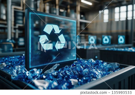 Thriving Local Business Hub Featuring Shops and Recycling Factory Thriving Local Business Hub Featuring Shops and Recycling Factory 135993533