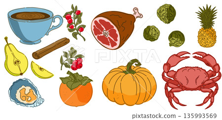 set of fruits and vegetables 135993569