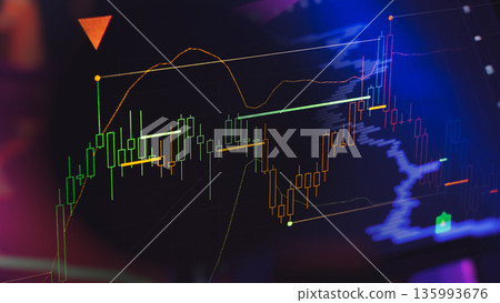 Colorful Candlestick Trading Chart with Volume Profile Colorful Candlestick Trading Chart with Volume Profile 135993676