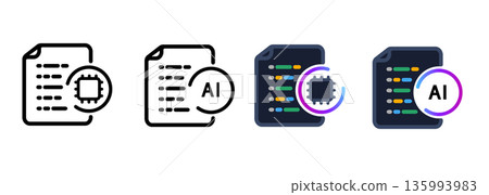 AI coding icon set for software development programming artificial intelligence technology code generated AI coding icon set for software development programming artificial intelligence technology code generated 135993983