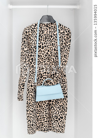 Leopard print dress in minimal wardrobe 135994015