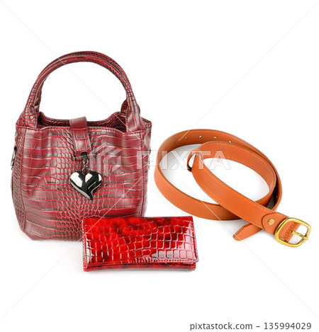 Fashion Accessories Set Including Maroon Tote Purse and Brown Waist Belt Fashion Accessories Set Including Maroon Tote Purse and Brown Waist Belt 135994029