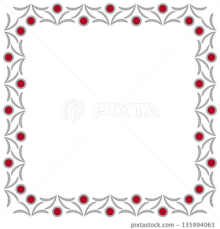 Red white square frame of floral elements Red white square frame of floral elements 135994063