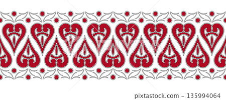 Red hearts Vintage embroidery Holiday ornament 135994064