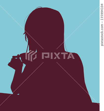 Ennui woman teacup haori silhouette Ennui woman teacup haori silhouette 135994104
