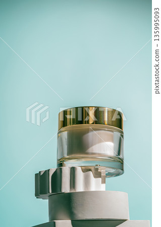 A luxurious face cream in a glass jar 135995093