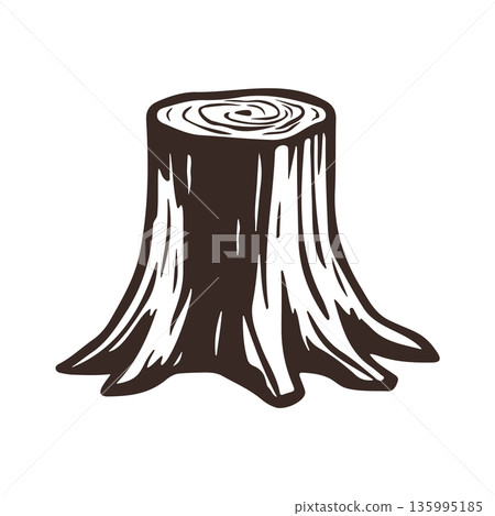 Brown silhouette of a tree stump, without background. 135995185