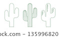 Set of hand-drawn cactus outlines isolated on a transparent background. PNG and vector illustration 135996820