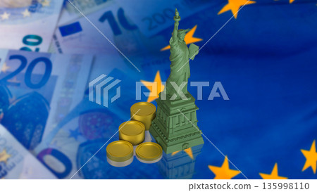 European Union Finance And International Economic Freedom Concept 3d render. 135998110