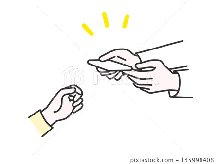 Illustration of receiving a card Illustration of receiving a card 135998408
