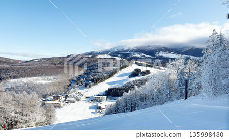 Ski resort: slopes, lifts and blue sky Ski resort: slopes, lifts and blue sky 135998480