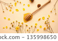 Honey Drizzle with Flowers - Natural Wellness Banner. AI generated image. 135998650
