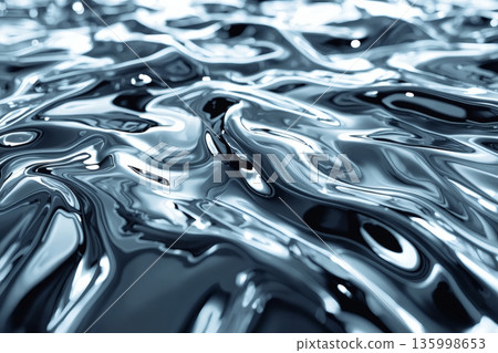 Liquid Metal Abstract Background. AI generated image. 135998653