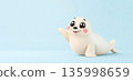 Cute Seal Pup Character, International Day for the Protection of Seals, 3D Illustration. AI generated image. 135998659