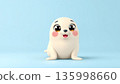 Cute Seal Pup Character, International Day for the Protection of Seals, 3D Illustration. AI generated image. 135998660