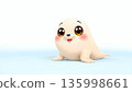 Cute Seal Pup Character, International Day for the Protection of Seals, 3D Illustration. AI generated image. 135998661