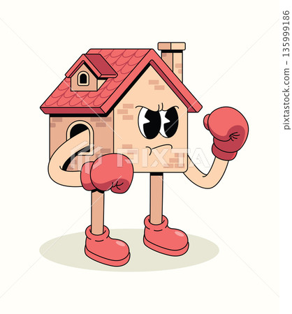 house boxer groovy cartoon illustration house boxer groovy cartoon illustration 135999186