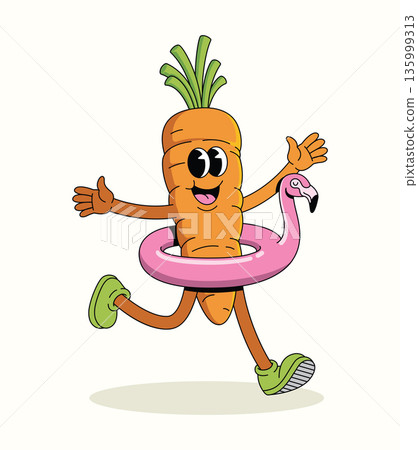 carrot flamingo groovy cartoon illustration carrot flamingo groovy cartoon illustration 135999313
