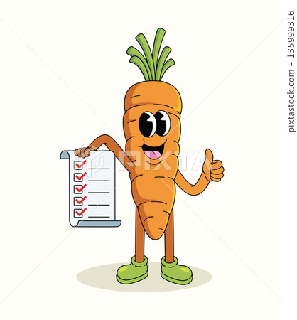 carrot checklist groovy cartoon illustration carrot checklist groovy cartoon illustration 135999316
