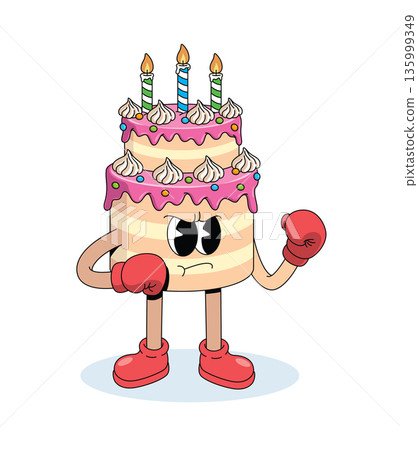 birthday cake boxer groovy cartoon illustration birthday cake boxer groovy cartoon illustration 135999349
