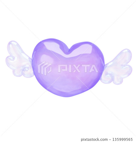 Dreamy cute transparent jiggly material 3D illustration heart angel Dreamy cute transparent jiggly material 3D illustration heart angel 135999565