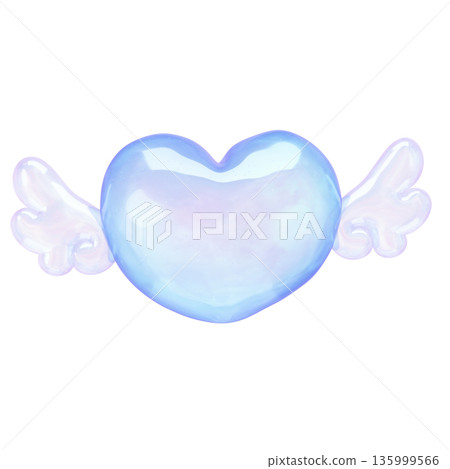夢幻可愛透明抖動材質3D插畫心型天使 夢幻可愛透明抖動材質3D插畫心型天使 135999566