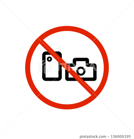 Hand-drawn camera prohibition sign | No photography and recording restricted pictogram Hand-drawn camera prohibition sign | No photography and recording restricted pictogram 136000195