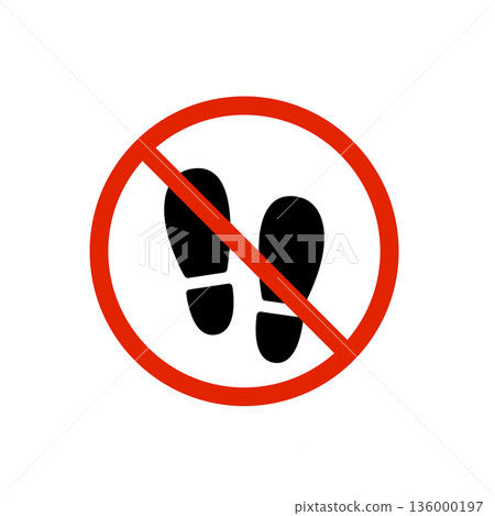手繪禁止穿鞋標誌 | 禁止穿鞋,僅限室內使用圖標 手繪禁止穿鞋標誌 | 禁止穿鞋,僅限室內使用圖標 136000197